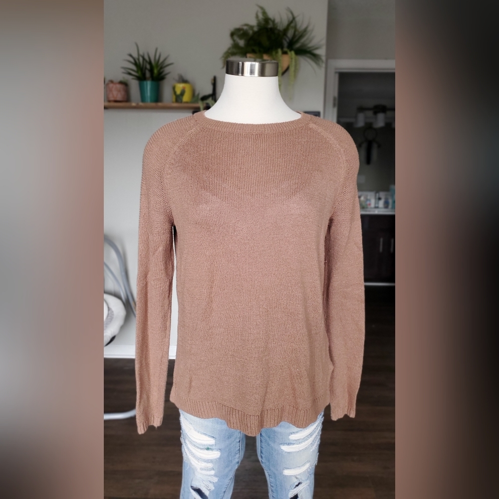 Light Brown Long Sleeve Crew Neck Sweater Size XS